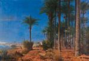 Promenade Sous Les Palmiers Sur Les Bords Du Nil by Otto Pilny