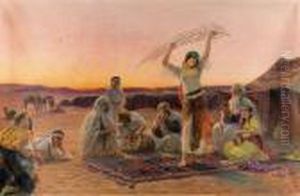 Arabische Tanzerin In Der Oase. by Otto Pilny