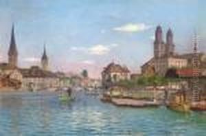 Boating At Zurich by Otto Pilny