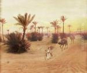 Abendliche Wustenlandschaft. by Otto Pilny