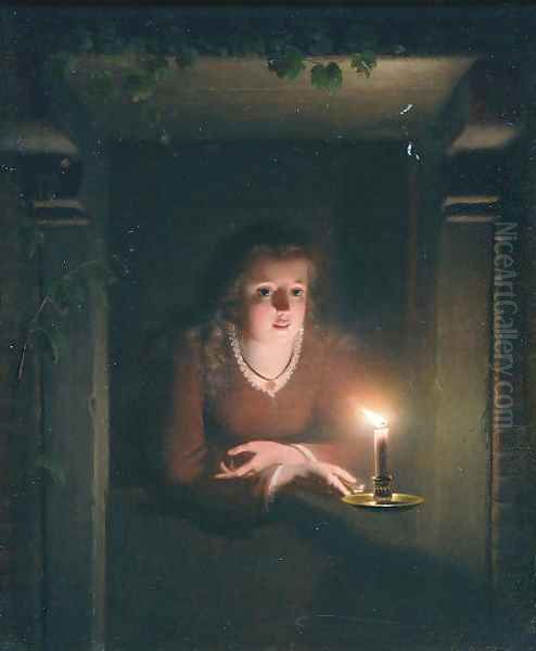 A young girl by candlelight - view 1
