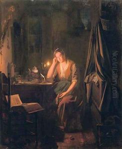 A seated lady by candlelight