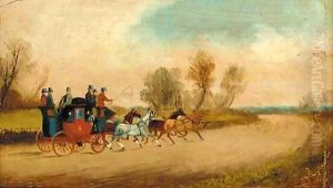 A coach and four before an inn in winter by Philip H. Rideout