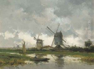 Molens bij Gouda a landscape with windmills