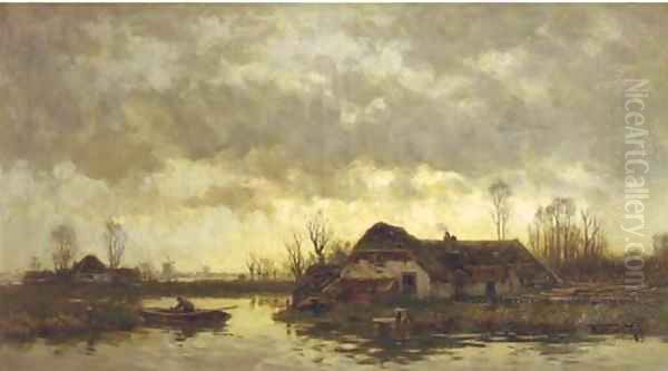 Na zonsondergang a river landscape at dusk - view 1
