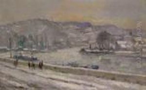 Promeneurs Sur Les Quais De Seine A Rouen by Robert Antoine Pinchon
