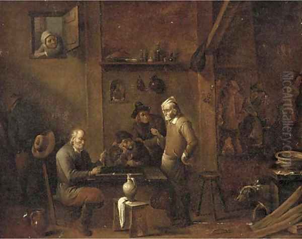 Boors smoking and gaming in an inn - view 1