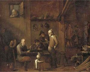 Boors smoking and gaming in an inn