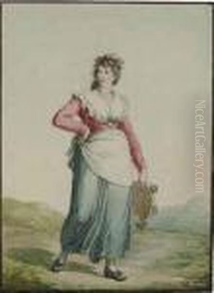 Two Costume Studies: A Woman From Trastevere Carrying A Tambourine - view 1
