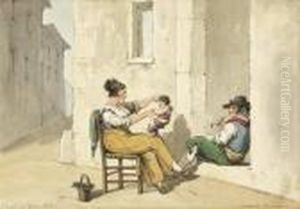 Junge Familie In Rom by Bartolomeo Pinelli
