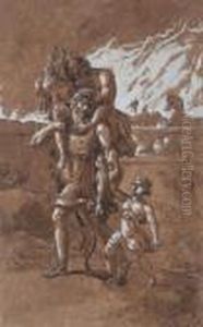 La Fuga Di Enea Da Troia Con Il Padre Anchise Ed Il Figlio