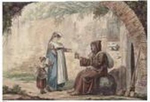 A) E B) Scena Di Vita Popolare Con I Frati Che Chiedono L'elemosina by Bartolomeo Pinelli