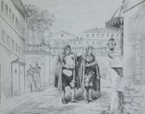 Li Piferari In Roma Per La Novena Del Santo Natale by Bartolomeo Pinelli