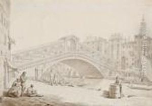 Blick Auf Die Rialto Brucke In Venedig by Bartolomeo Pinelli