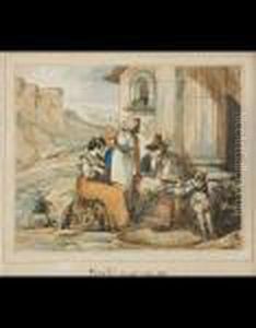 Scena Familiare In Esterno Di Campagna by Bartolomeo Pinelli