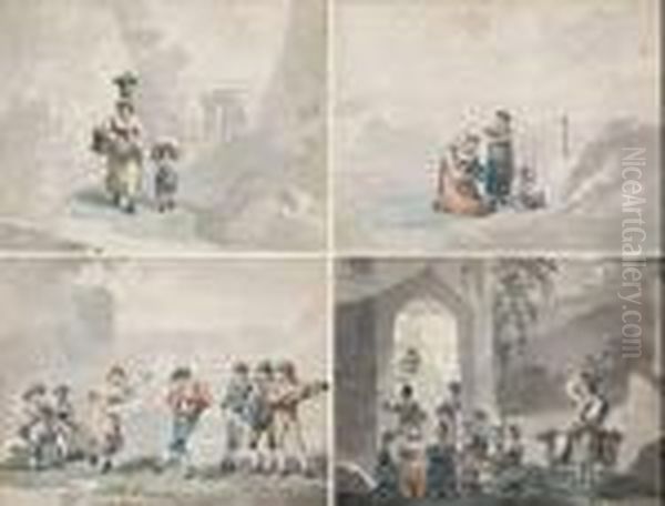 Vier Ansichten, Um 1850/60, Sog. 'scene Di Vita Nell'agro Romano'. - view 1