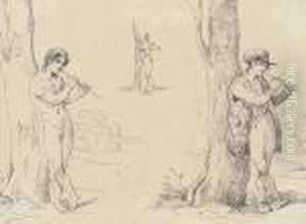 Three Studies For A Shepherd Playing His Pipe - view 1