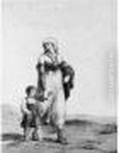 Berger Avec Deux Chevres,paysanne Avec Son Enfant by Bartolomeo Pinelli