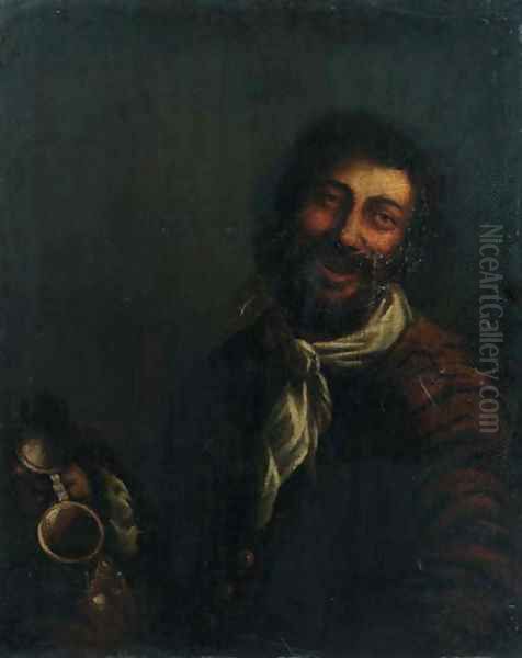 A Kannekijker A boor, half length, showing an empty jug - view 1