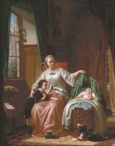 Admiring the newborn by Franz Reiff