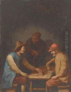 Peasants playing cards in an interior