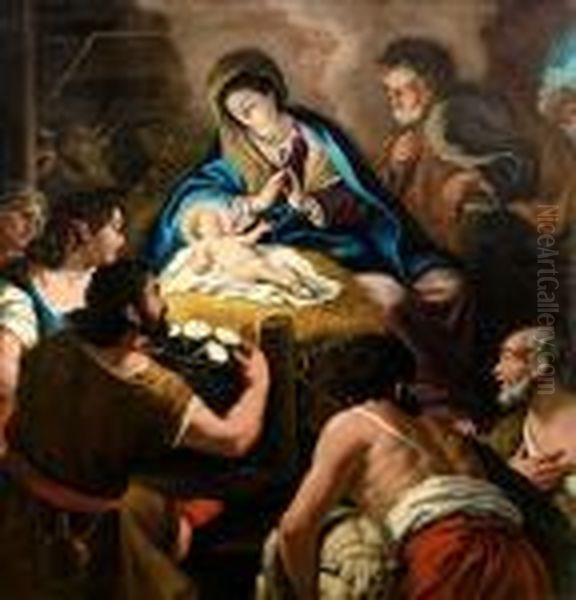 The Adoration Of The Shepherds by Domenico Piola