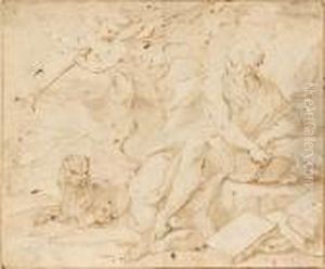 Recto : Saint Jerome Dans Le
Desert Verso: Etude A La Plume Du Meme Personnage Plume Et Encre Brune by Domenico Piola