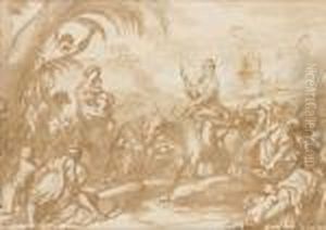 L'entree Du Christ A Jerusalem Le Jour Des Rameaux by Domenico Piola