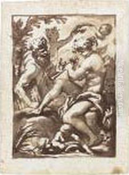 A Shepherd Playing A Pipe, Pan Beside Him And Putti Crowning Him With A Laurel Wreath - view 1