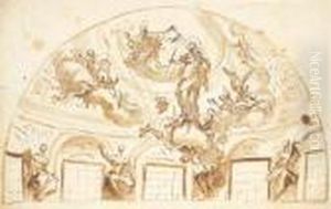 L'immaculee Conception Entouree De Putti Avec Dieu-le-pere by Domenico Piola