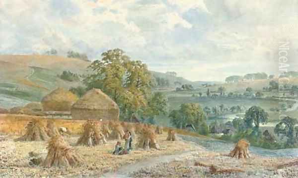 Harvesting on a glorious summer's day - view 1