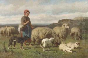 A young shepherdess by Louis Marie Dominique Romain Robbe