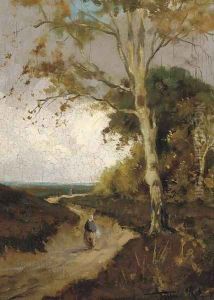 A figure on a pastoral track by Willem Cornelius Rip