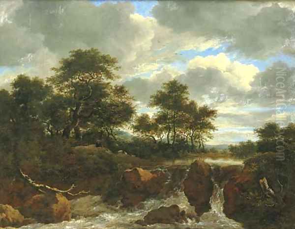 A wooded river landscape with a waterfall 2 - view 1