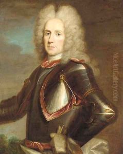 Portrait of an officer, half-length, in armour by Hyacinthe Rigaud