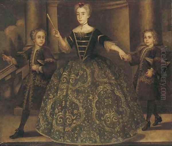 Portrait of Donna Maria de Montaner y Canglada and her two sons - view 1