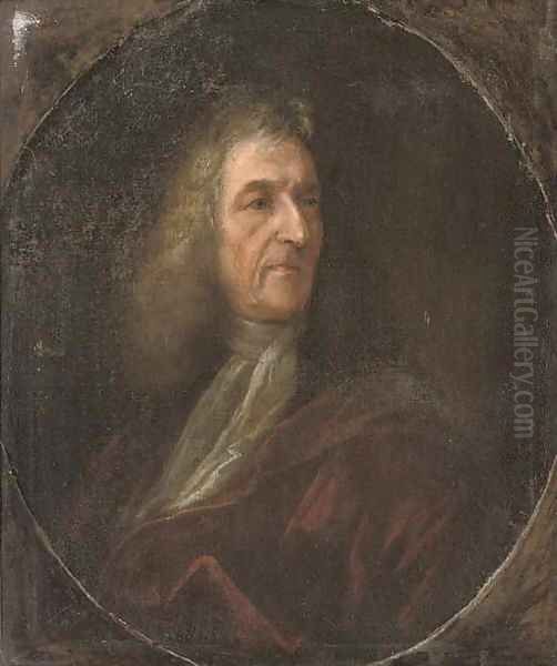 Portrait of a gentleman, bust-length, in a red robe and white cravat - view 1