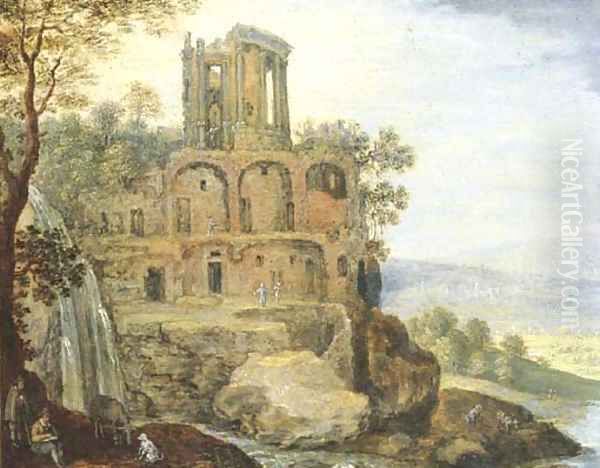 An extensive landscape with the Temple of the Vesta, near Tivoli - view 1