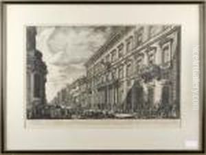 Veduta, Nella Via Del Corso, Del Palazzo Dell Accademia, Rome