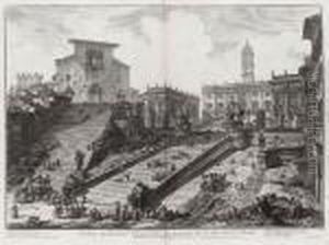 Veduta Del Romano Campidoglio Con Scalinata Che Va Alla Chiesa D'araceli