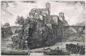 The Isola Tiberina, With S. Bartolommeo In The Foreground by Giovanni Battista Piranesi