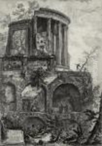Two Views Of The Temple Of The Sibyl, Tivoli by Giovanni Battista Piranesi