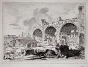 "veduta Degli Avanzi Del Tablino
Della Casa Aurea Di Nerone..". De La Serie "vedute Di Roma". by Giovanni Battista Piranesi