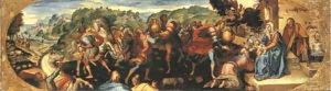The Adoration of the Magi, the corners with contemporary cartapesta decoration