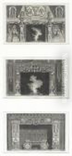 3 Sheets With Depiction Offireplaces In The Egyptian And Neo-classical Styles - view 1