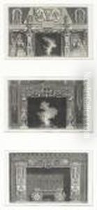 3 Sheets With Depiction Offireplaces In The Egyptian And Neo-classical Styles 3 Sheets With Depiction Offireplaces In The Egyptian And Neo-classical Styles