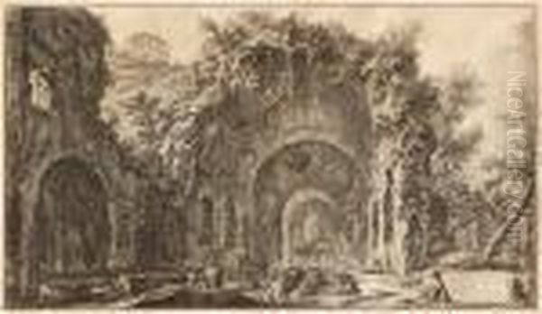 Veduta Della Fonte E Delle Spelonche D'egeria..., From Vedute Di Roma - view 1