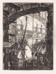 Blatt Iv Der Sechzehnteiligen Folge Der "carceri D'invenzione" by Giovanni Battista Piranesi
