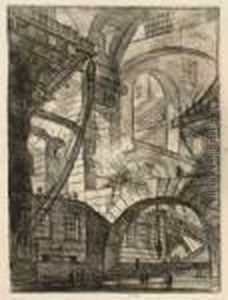 Perspective Of Arches, With A Smoking Fire, From: Carceri D'invenzione by Giovanni Battista Piranesi