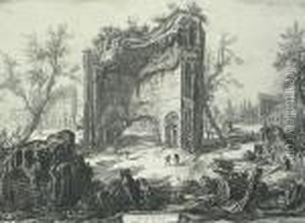 Veduta Degli Avanzi Delle 
Fabbriche Desecondo Piano Delle Terme Di Tito From Veduti Di Roma - view 1